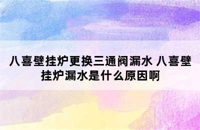 八喜壁挂炉更换三通阀漏水 八喜壁挂炉漏水是什么原因啊